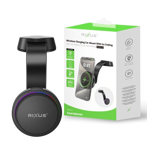 Rixus RXWC24 Draadloze Autotelefoonhouder 25W met Koeling – Zwart