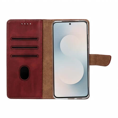 Rixus bookcase voor Samsung Galaxy S25 FE – donkerrood