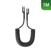 Rixus RXUC17L intrekbare USB-C naar Lightning spiraalkabel zwart – productdetail