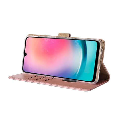 Rixus bookcase voor Samsung Galaxy A26 / A17 / A18 – roze