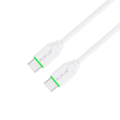 Rixus RXUC18C USB-C naar USB-C snellaadkabel 1m 60W wit – kabeldetail