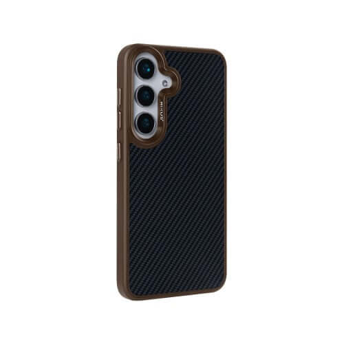 Rixus Mag Carbon hoesje voor Samsung Galaxy S25 – MagSafe-compatibel, bruin