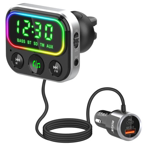 Rixus RXBT55 2-in-1 Bluetooth FM-transmitter & Auto-adapter – Zwart
