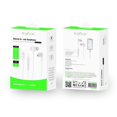 Rixus RXHD56LW Lightning Oordopjes met Microfoon – Wit