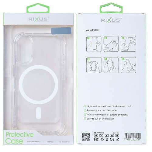 Rixus Anti-Burst hoesje voor Samsung Galaxy S25 Edge – MagSafe-compatibel, transparant