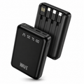 Wave WA-88B Mini Portable Powerbank 4500mAh – 4 Geïntegreerde Kabels – Zwart