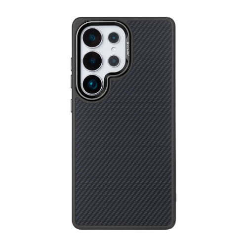 Rixus Mag Carbon hoesje voor Samsung Galaxy S25 Ultra – MagSafe-compatibel, titaniumzwart