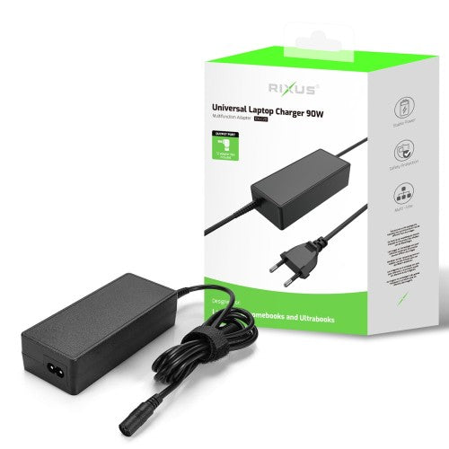 Rixus RXLC20 Universele Laptop Oplader 90W – 12 Connectors – Zwart