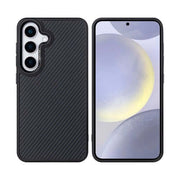 Rixus Mag Carbon hoesje voor Samsung Galaxy S25 – MagSafe-compatibel, titaniumzwart