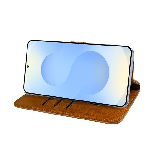 Rixus bookcase voor Samsung Galaxy S25 Edge – lichtbruin