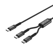 Rixus RXUC12 2-in-1 USB-C splitterkabel 140W zwart – kabeldetail