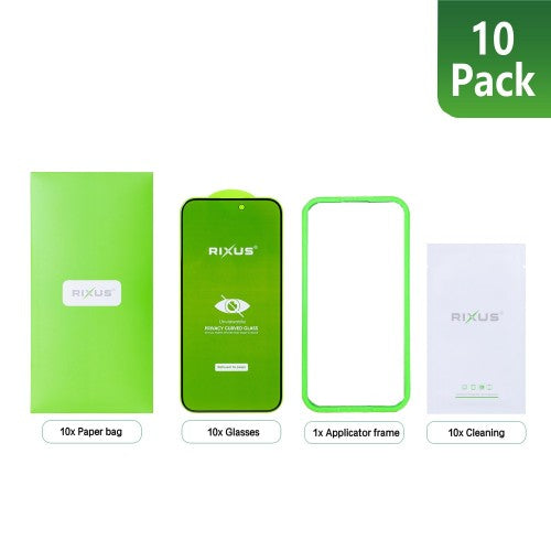 Rixus Privacy Full Curved Edge Tempered Glass For Apple iPhone 17 (10-Pack)