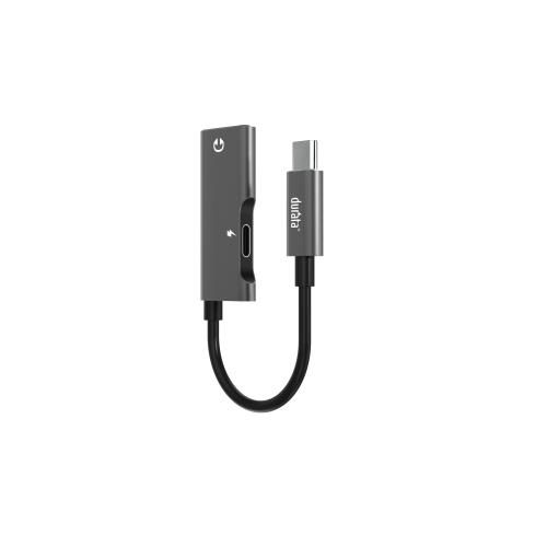 Durata DRMU19 USB-C audio laadadapter met audio- en oplaadfunctionaliteit voor USB-C apparaten.