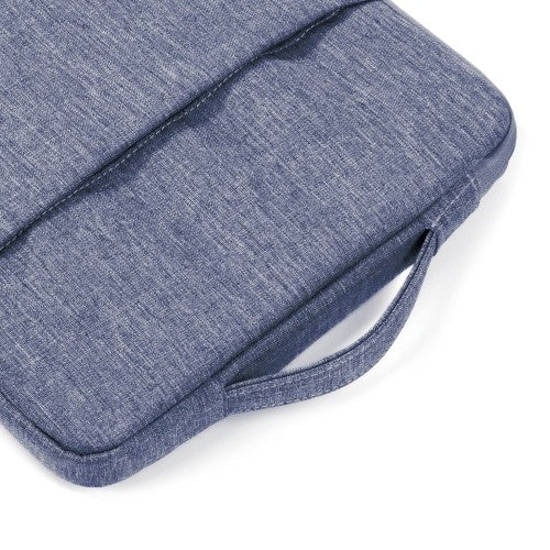 Laptop sleeve 11 12 inch donkerblauw met handvat voor gemakkelijk transport.