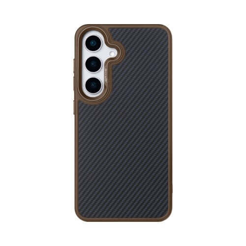 Rixus Mag Carbon hoesje voor Samsung Galaxy S25 – MagSafe-compatibel, bruin