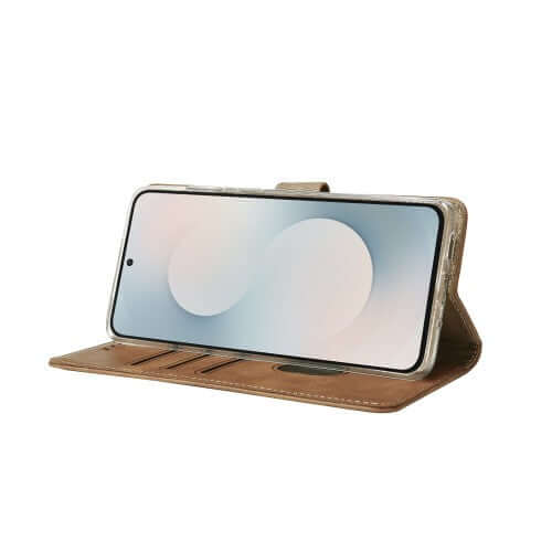 Rixus bookcase voor Samsung Galaxy S25 FE – lichtbruin
