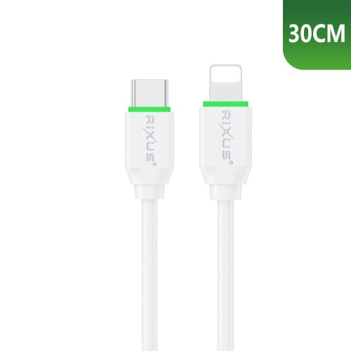 Rixus RXUC13L USB-C naar Lightning kabel 30cm 30W wit – productdetail