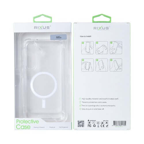 Rixus Anti-Burst-hoesje voor Samsung Galaxy A05s – MagSafe-compatibel, transparant