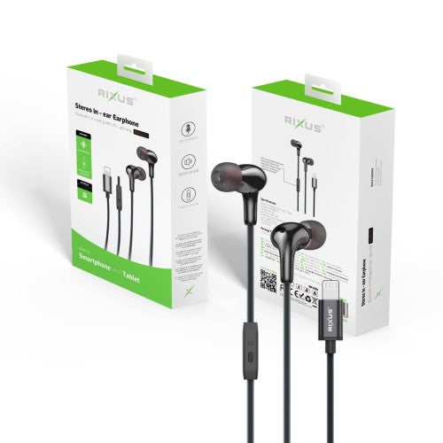 Rixus RXHD27L Bedrade Lightning Oordopjes – Zwart