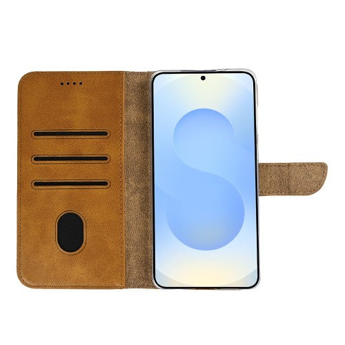 Rixus bookcase voor Samsung Galaxy S25 Edge – lichtbruin