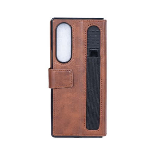 Rixus wallet-hoesje met penhouder voor Samsung Galaxy Z Fold4 – bruin