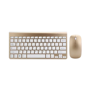Draadloos Mini Toetsenbord en Muis - Compacte Luxe Set in Goud
