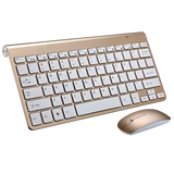 Draadloos Mini Toetsenbord en Muis - Compacte Luxe Set in Goud