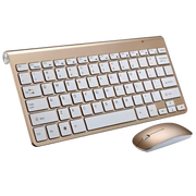 Draadloos Mini Toetsenbord en Muis - Compacte Luxe Set in Goud