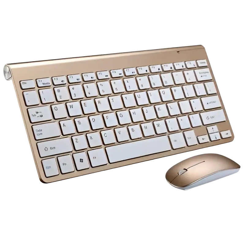 Draadloos Mini Toetsenbord en Muis - Compacte Luxe Set in Goud