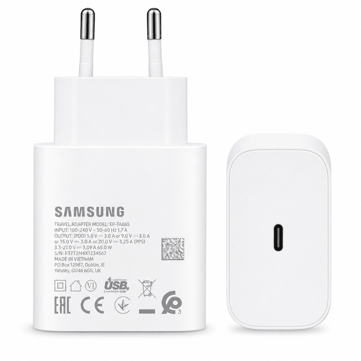 Samsung USB-C Fast Charging Adapter 65W EP-TA865 Bulk – Wit