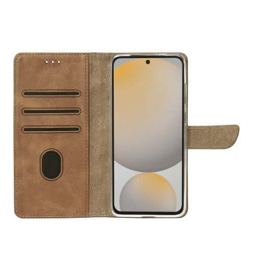 Rixus bookcase voor Samsung Galaxy S24 FE – lichtbruin