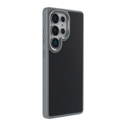 Rixus Mag Carbon MagSafe-compatibel hoesje voor Samsung Galaxy S26 Ultra – titaniumgrijs