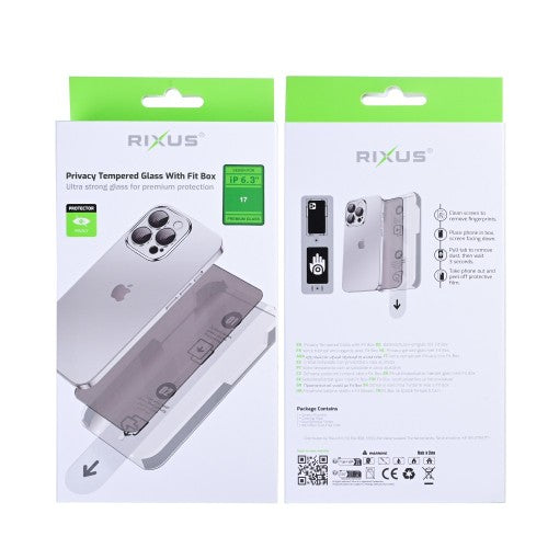 Rixus Privacy Tempered Glass With Fit Box For Apple iPhone 17