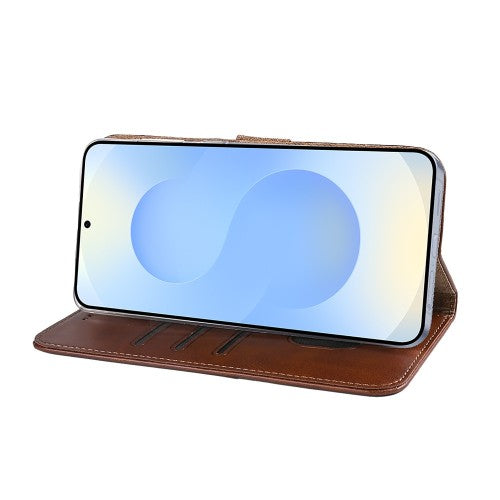Rixus bookcase voor Samsung Galaxy S25 Edge – bruin