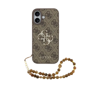Guess 4G Metal Logo Hoesje met polskoord – iPhone 17 Bruin - Back cover