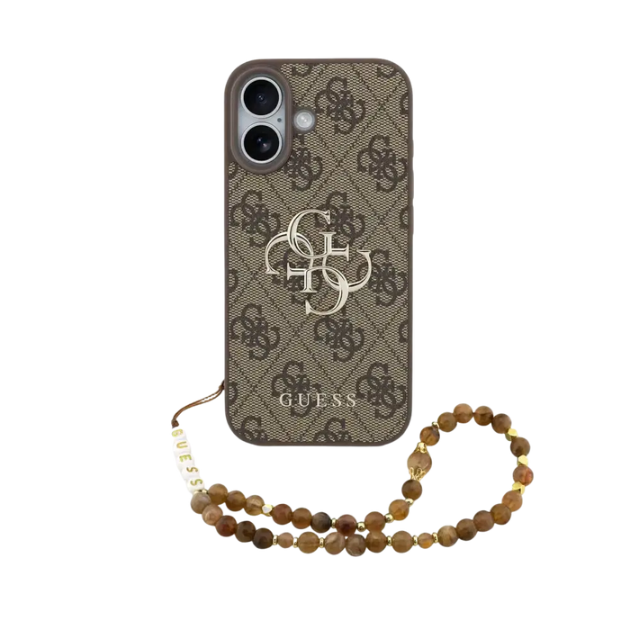 Guess 4G Metal Logo Hoesje met polskoord – iPhone 17 – Bruin