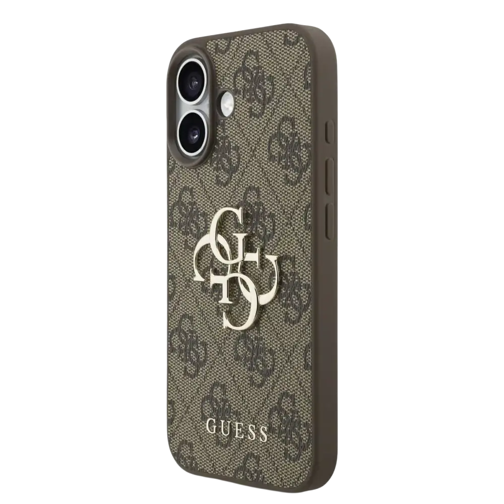Guess 4G Metal Logo Hoesje met polskoord – iPhone 17 Bruin - Back cover