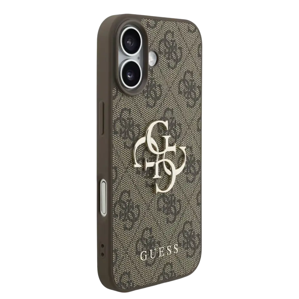 Guess 4G Metal Logo Hoesje met polskoord – iPhone 17 Bruin - Back cover