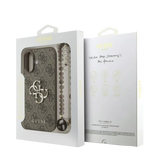 Guess 4G Metal Logo Hoesje met polskoord – iPhone 17 Bruin - Back cover