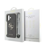 Guess 4G Metal Logo Hoesje met polskoord – iPhone 17 Zwart - Back cover