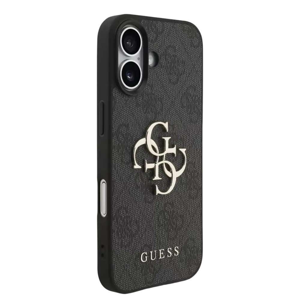 Guess 4G Metal Logo Hoesje met polskoord – iPhone 17 Zwart - Back cover