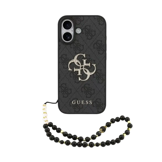 Guess 4G Metal Logo Hoesje met polskoord – iPhone 17 – Zwart