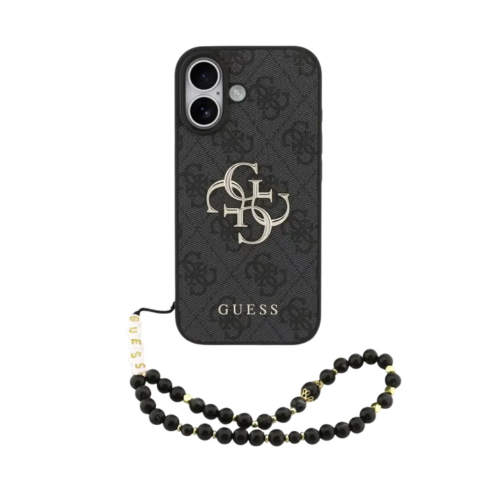 Guess 4G Metal Logo Hoesje met polskoord – iPhone 17 – Zwart