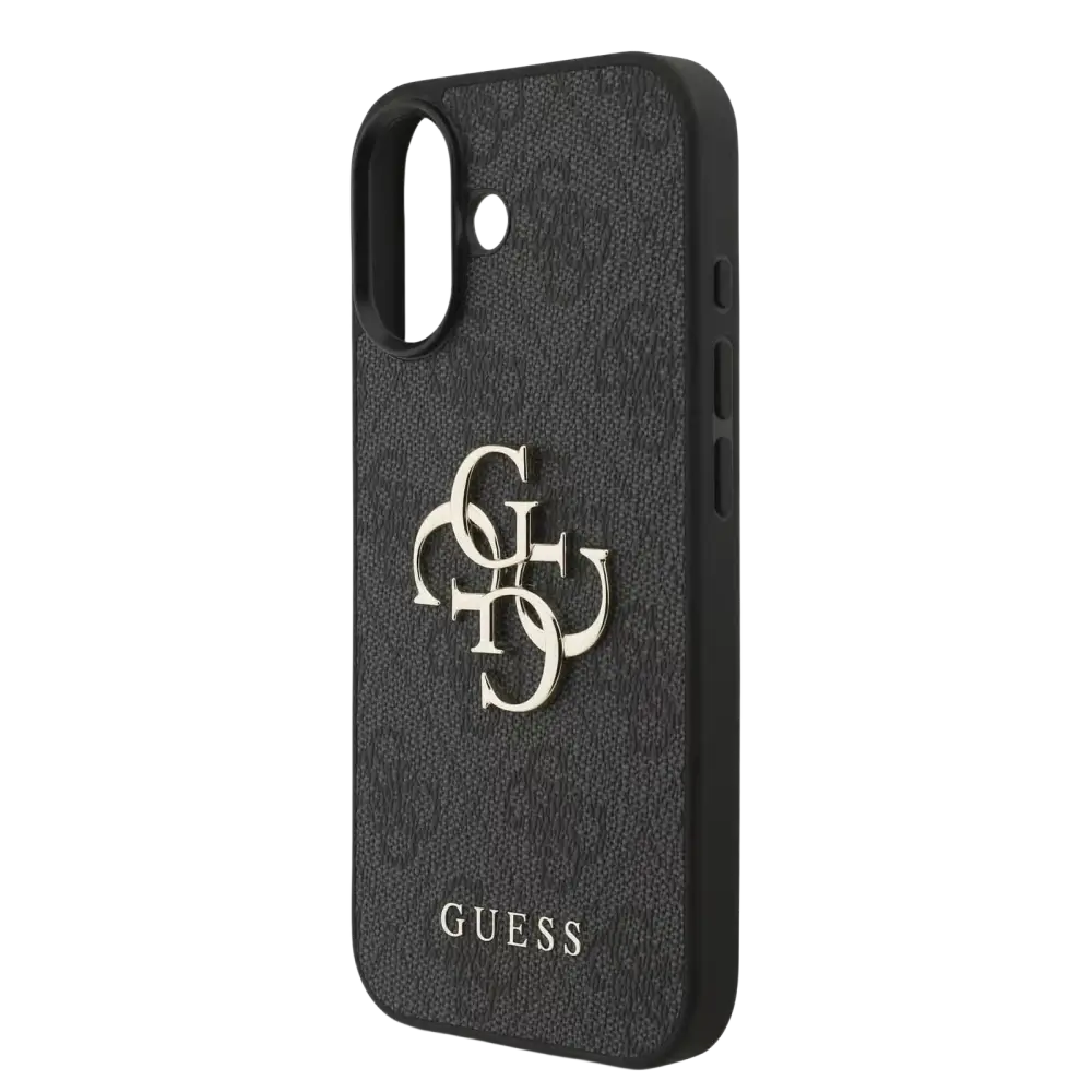 Guess 4G Metal Logo Hoesje met polskoord – iPhone 17 Zwart - Back cover