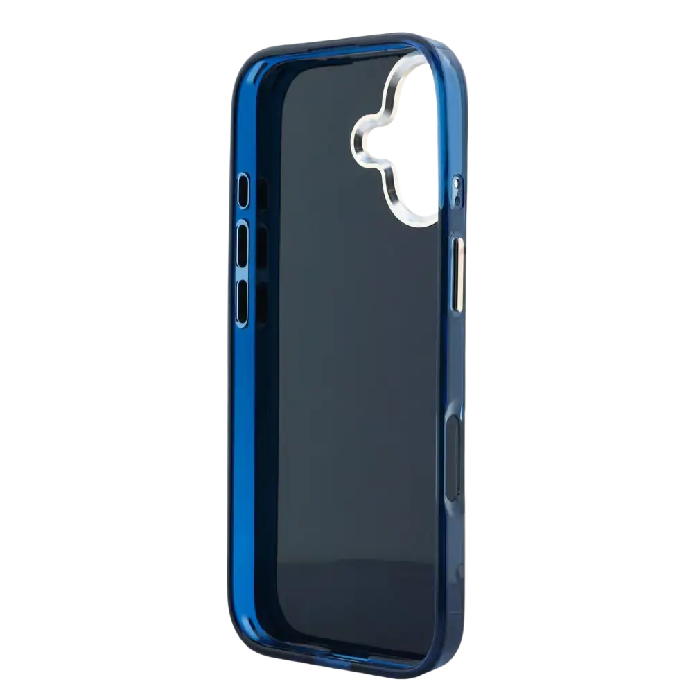 Guess IML 4G Script Metal Logo Hoesje – iPhone 17 Blauw - Back cover