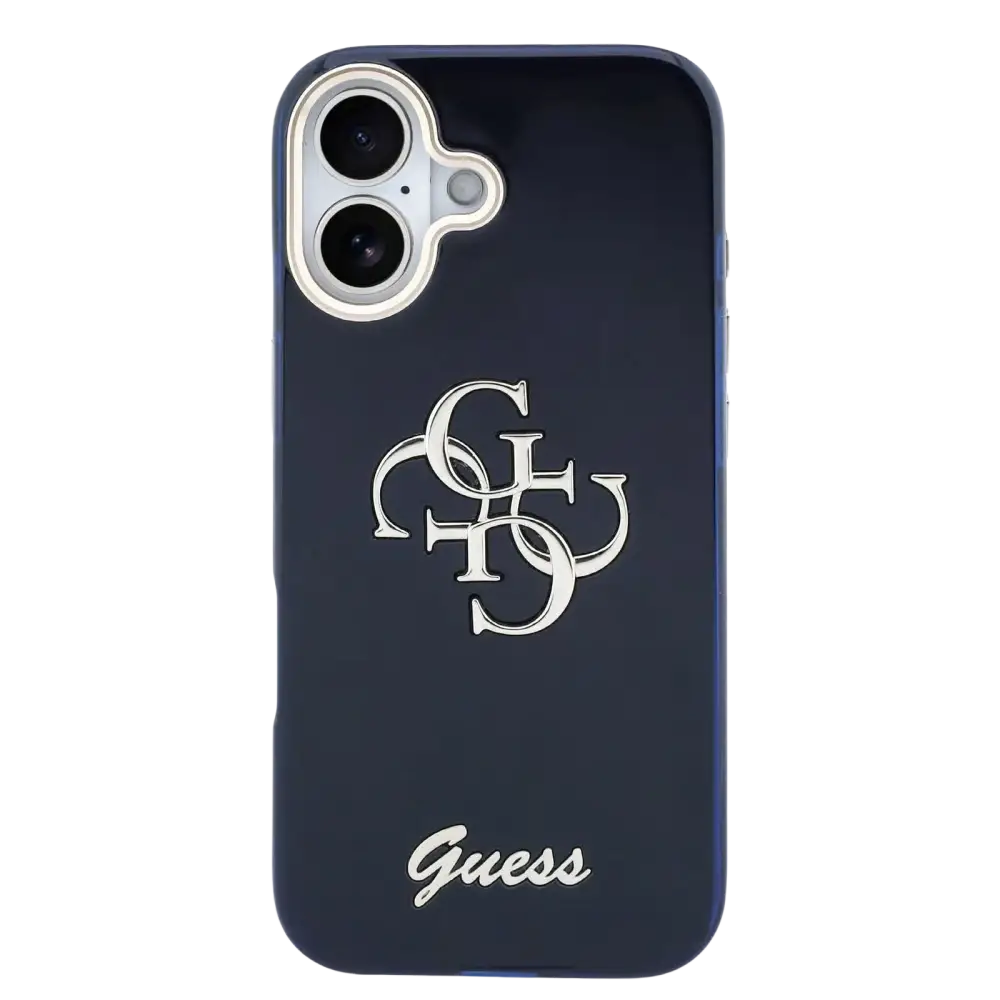 Guess IML 4G Script Metal Logo Hoesje – iPhone 17 Blauw - Back cover