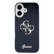 Guess IML 4G Script Metal Logo Hoesje – iPhone 17 Blauw - Back cover