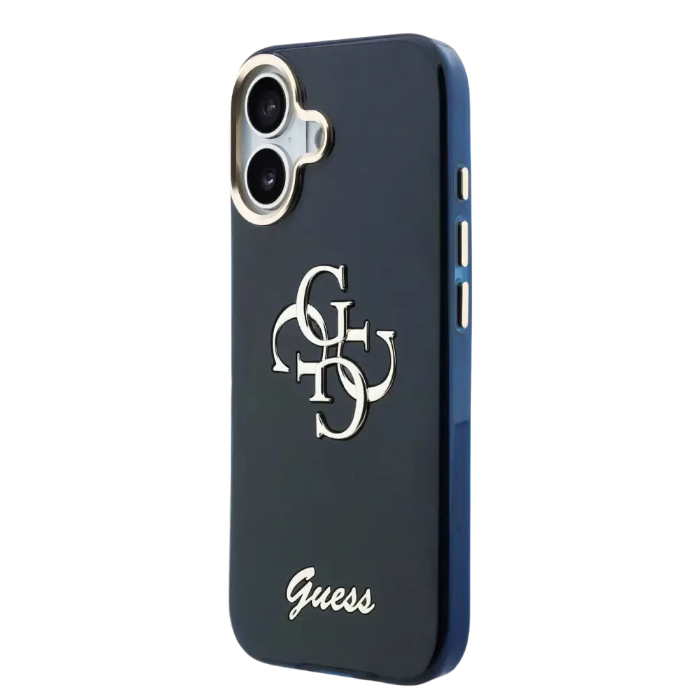 Guess IML 4G Script Metal Logo Hoesje – iPhone 17 Blauw - Back cover