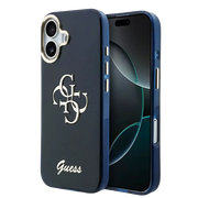 Guess IML 4G Script Metal Logo Hoesje – iPhone 17 Blauw - Back cover