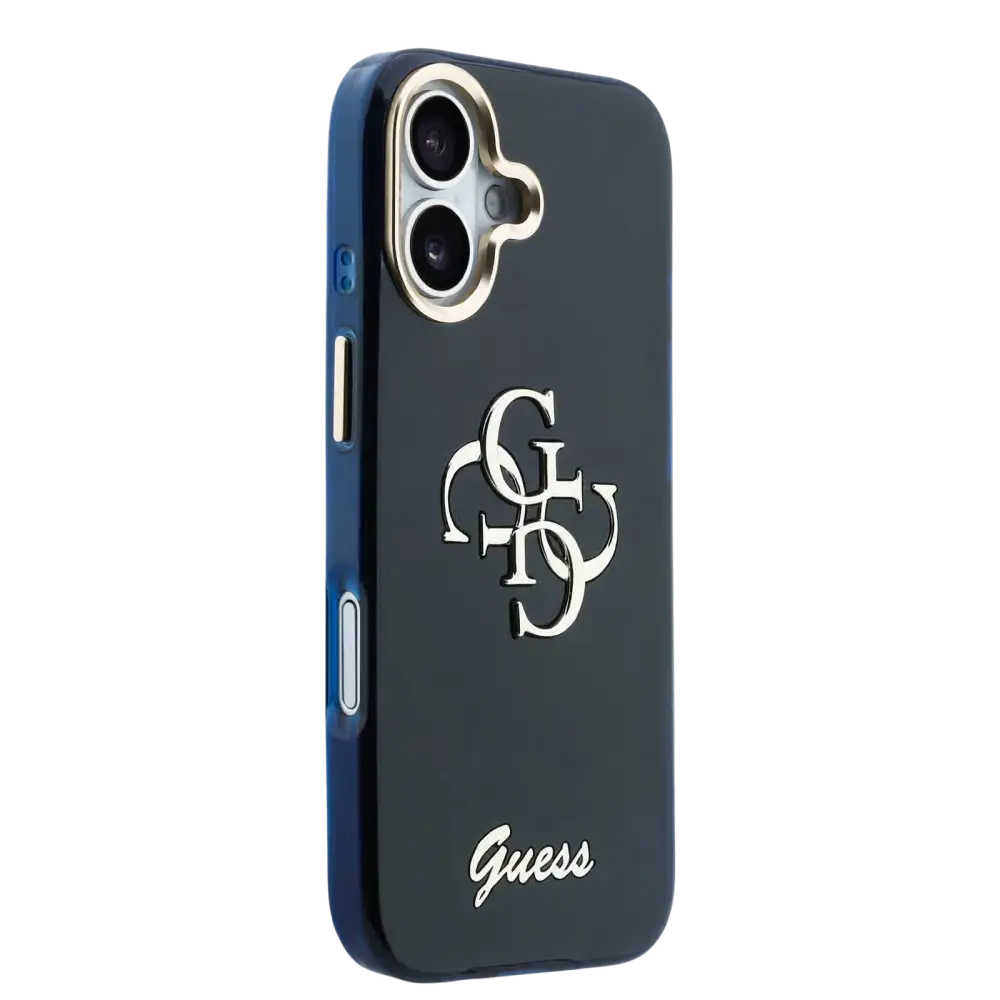 Guess IML 4G Script Metal Logo Hoesje – iPhone 17 Blauw - Back cover